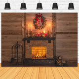 Chimenea de Navidad Cálida luz de las velas Abeto Guirnalda Telón de fondo M11-76