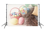 Easter  Eggs Rustic Wooden Basket Backdrop for Photography D475