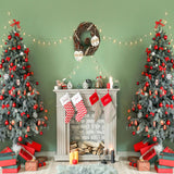 Calcetines-Chimenea-Árbol-de-Navidad-Decoración-Telón-de-fondo-D938