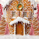 Fondo de decoraci¨®n de fotograf¨ªa de Navidad de pan de jengibre D944