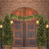 Fondo de árbol de Navidad de puerta vintage D961