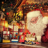 Tren de juguete de Santa Claus Telón de fondo de Navidad D987