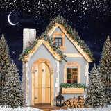Noche estrellada casita árbol de Navidad telón de fondo D999