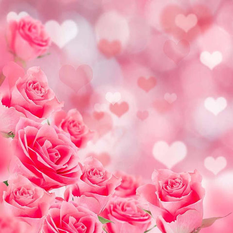 Red Flowers Hearts  Photo Booth Backdrop F-2413
