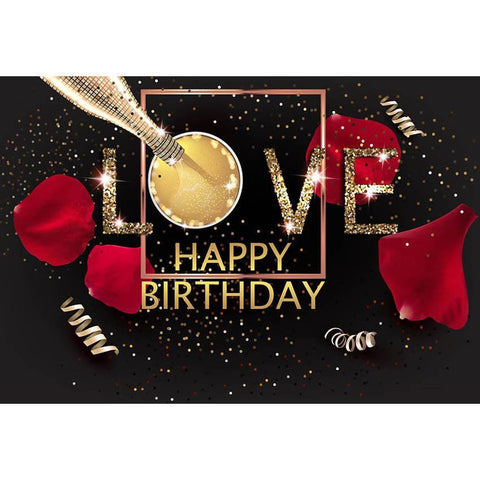 Birthday Party Backdrops Rose Backdrop Black Background G-441