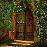 Vintage Wooden Door Green Tree Photo Studio Backdrop G-452