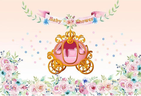 Fondo Fotográfico para Niña Baby shower Fondo de Carro de Calabaza G-569