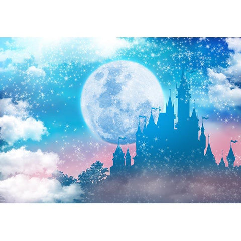 Fondo Azul Castillo Telón de Fondo Estrellado Luna Fondo para Bebé Fotografía G-927