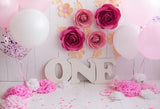 Flor Pared Globos Fondo Rosa para Fotografía de Bebé Niña GX-1035