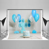 1st Birthday Blue Balloons Backdrop for Photo Studio HJ03825