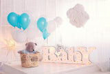 Fondo de Oso Nube Blanca Telones de Fondo de Baby Shower DBD-19286