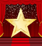 Red Curtain Stage Golden Star  Backdrops for Photo Booth DBD-19424