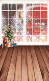 Alce de Papá Noel Ventana Telón de Fondo de Decoraciones de Navidad de Foto L-857