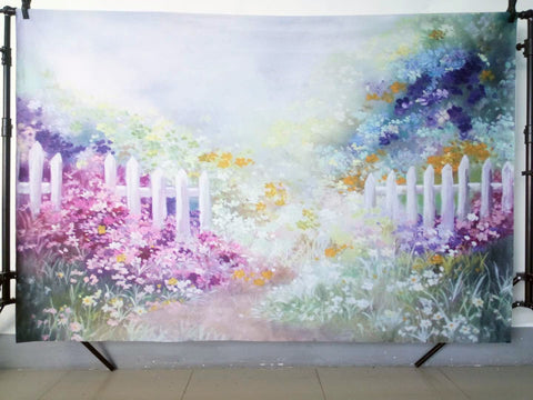 Beautiful Watercolor Painting Colorful Flowers Garden Backdrop for Photo Studio NB-090