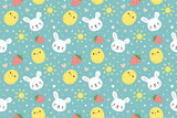 Rabbit Chicken Strawberry Cartoon Background Children Backdrops IBD-19289