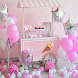Pastel Sombrero de Copa Baby Shower Globos Rosados Telón de Fondo para Fotos S-3084