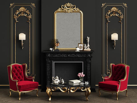 Classic Room Black Wall Door Backdrop for Photography SHU003