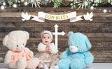 Fondo de Bautismo de Bebé Personalizado de Madera Con Cruz de Flores TKH1520
