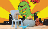 Fondo de Cumpleaños De Dibujos Animados de Godzilla Verde TKH1527