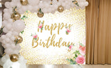 Fondo de Fotografía de cumpleaños con Puntos Dorados de Flores TKH1532
