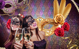 Fondo de Fotografía de Fiesta de Máscara Rosa Brillante TKH1544