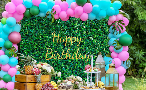 Fondo de Pared de Hojas Verdes de Cumpleaños Personalizado TKH1552