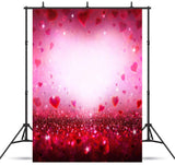 Telón de Fondo Rojo Rosa Corazones Brillantes para Fotos de San Valentín VAT-41