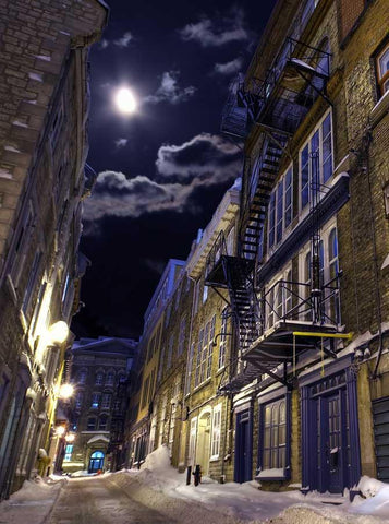 Winter Evening Street Houses Lamp Night Scene for Studio Photography