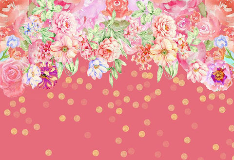 Flowers Red Watercolor Backdrop for Party Decor LV-052