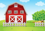 Red House Green Grass Photo Booth Backdrop lv-1093