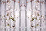 White Wooden Fence Twined with Roses Backdrop for Photography