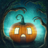Festival Backdrops Halloween Mysterious Shiny Pumpkin House IBD-19058